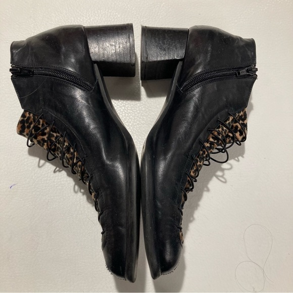 PROXY Sz 9.5 Leopard Print Elastic Top Square Heel Zipper Made In Spain Shoes - Picture 4 of 11